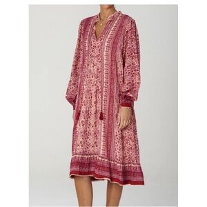 M.A.B.E Ellie Boho Dress Elegant Red Floral Patterned gypsy Midi